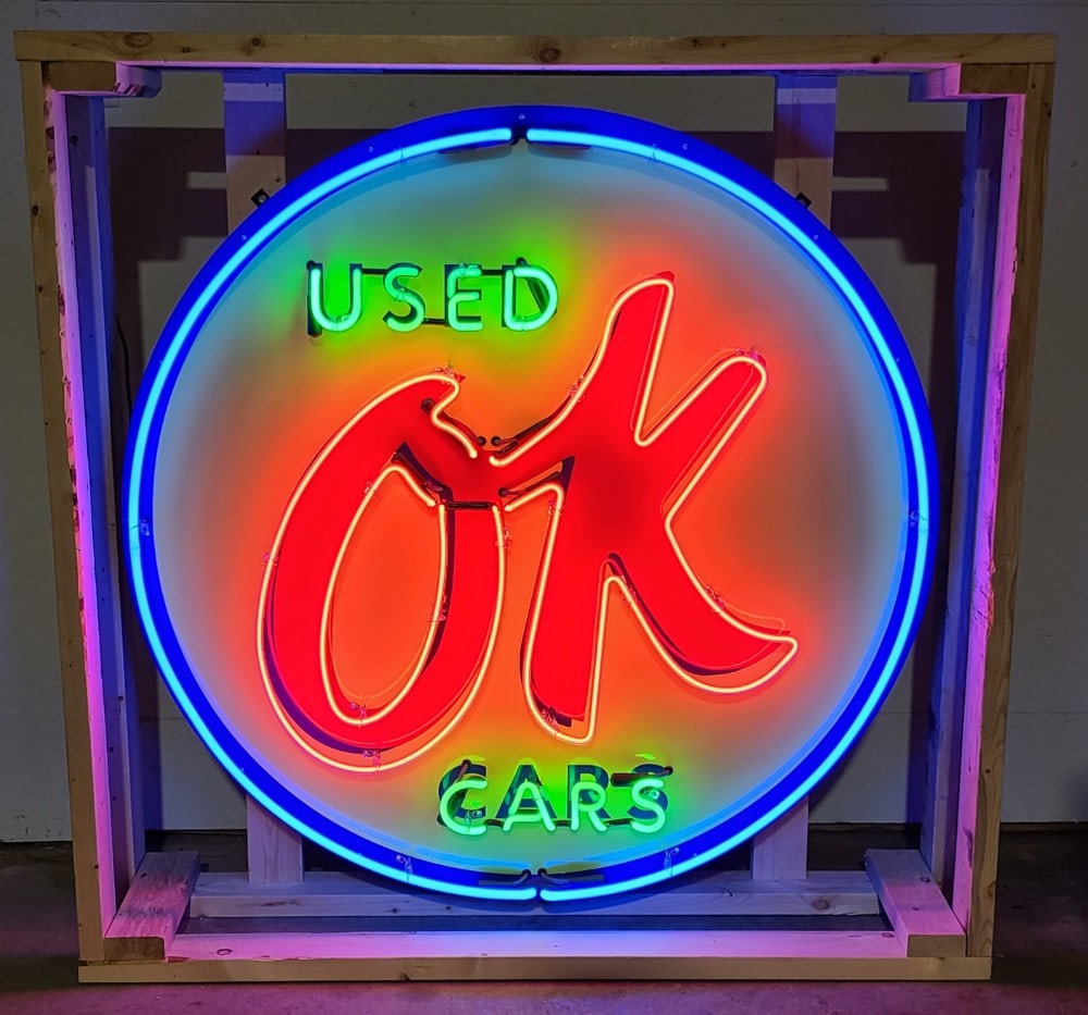 Custom Ok Used Cars Tin Neon Sign (1 of 7)