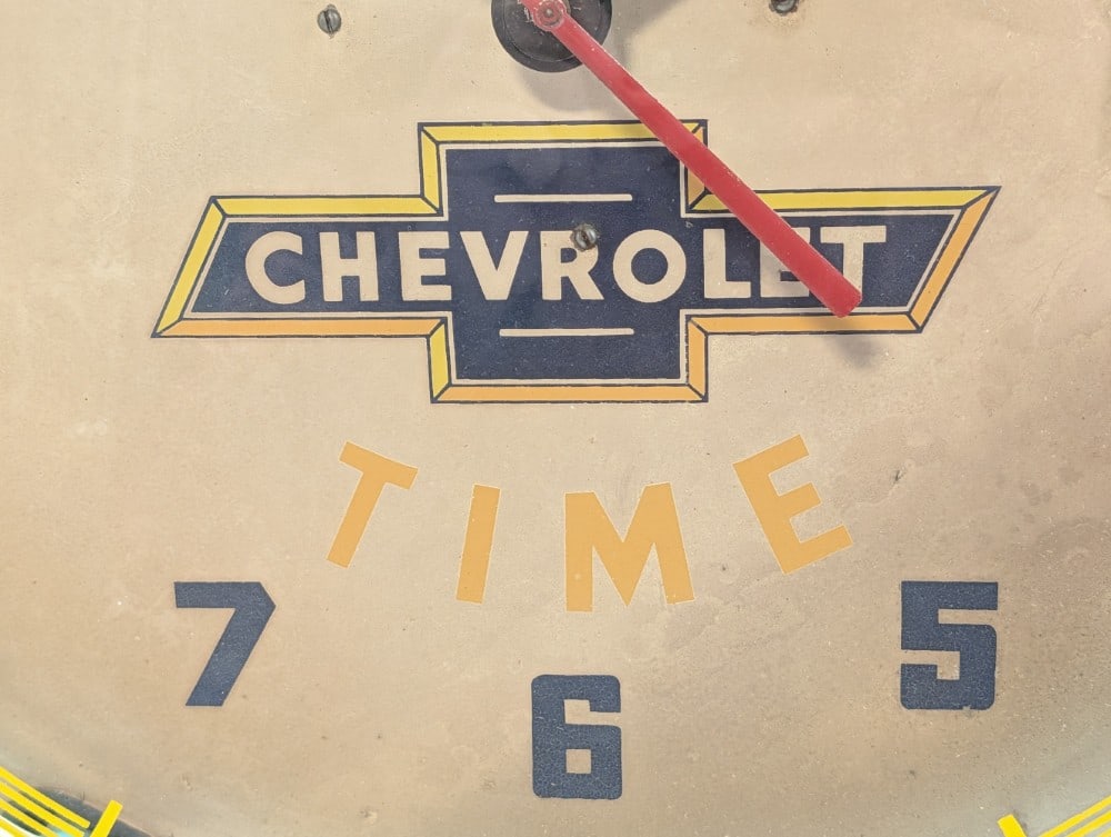 Vintage Chevrolet Dealership Neon Advertising Clock By Lackner / Lowrey Motor Company - 6