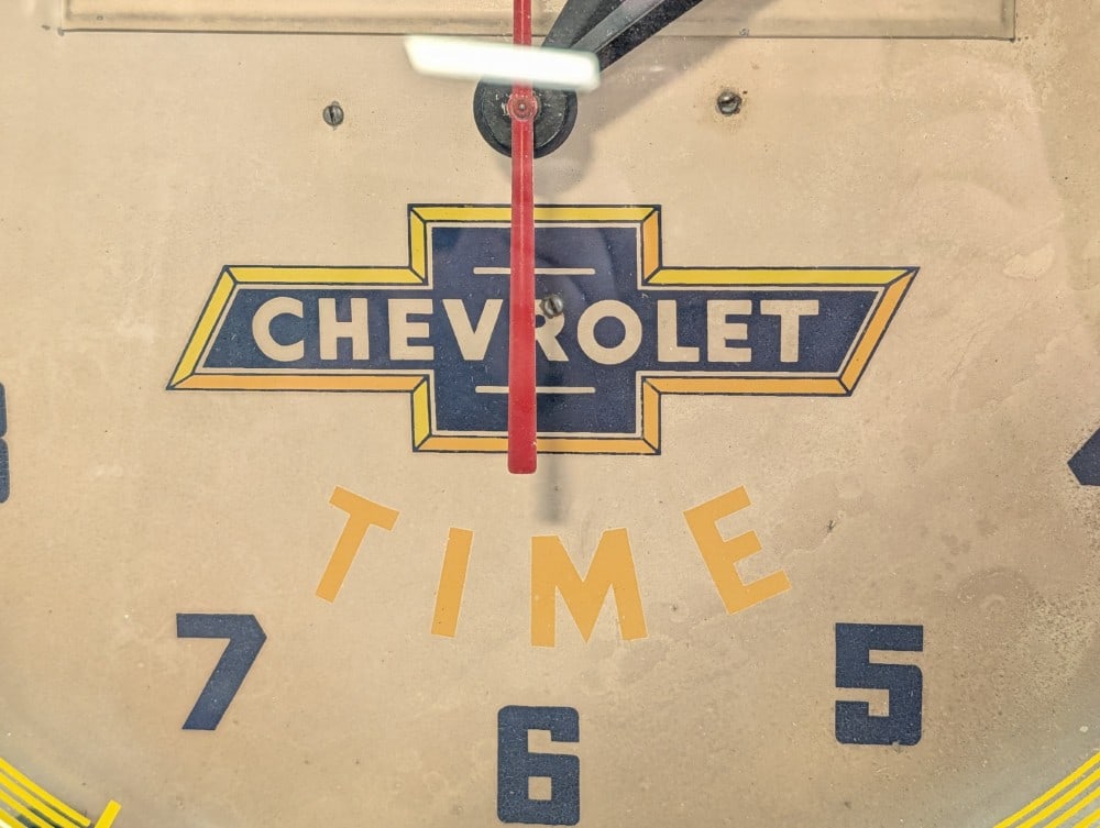 Vintage Chevrolet Dealership Neon Advertising Clock By Lackner / Lowrey Motor Company - 7