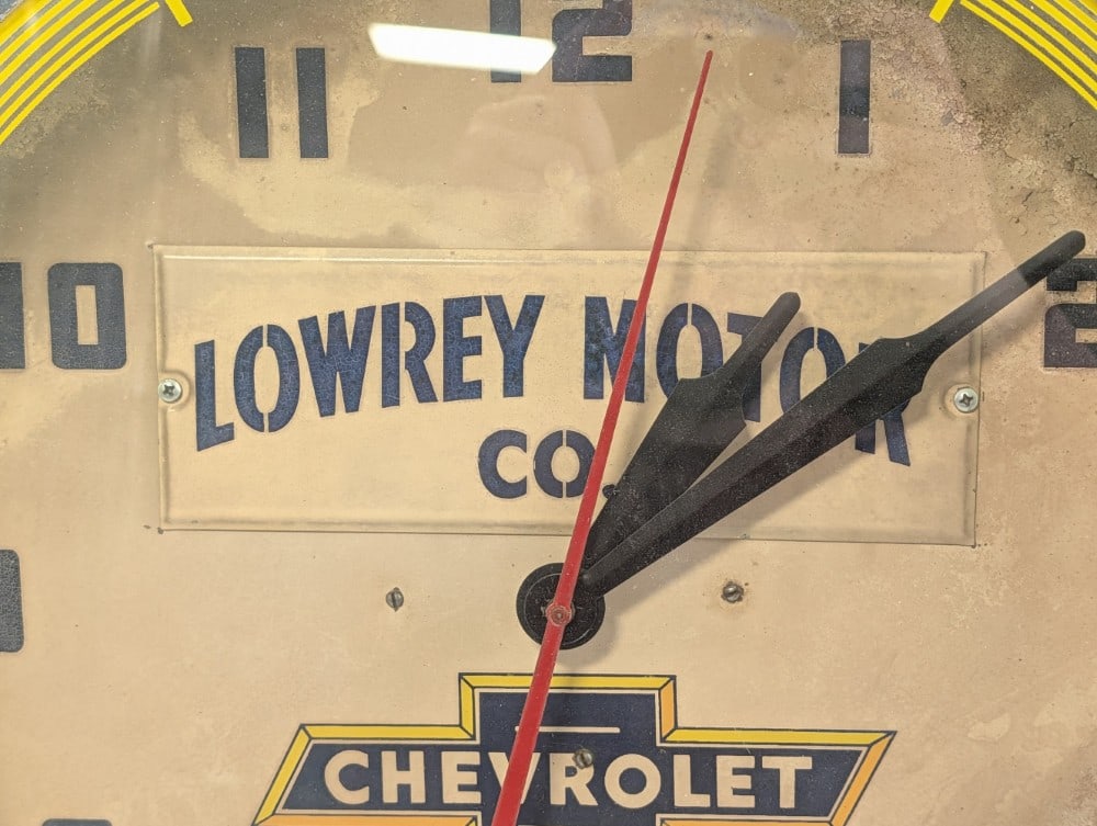 Vintage Chevrolet Dealership Neon Advertising Clock By Lackner / Lowrey Motor Company - 8