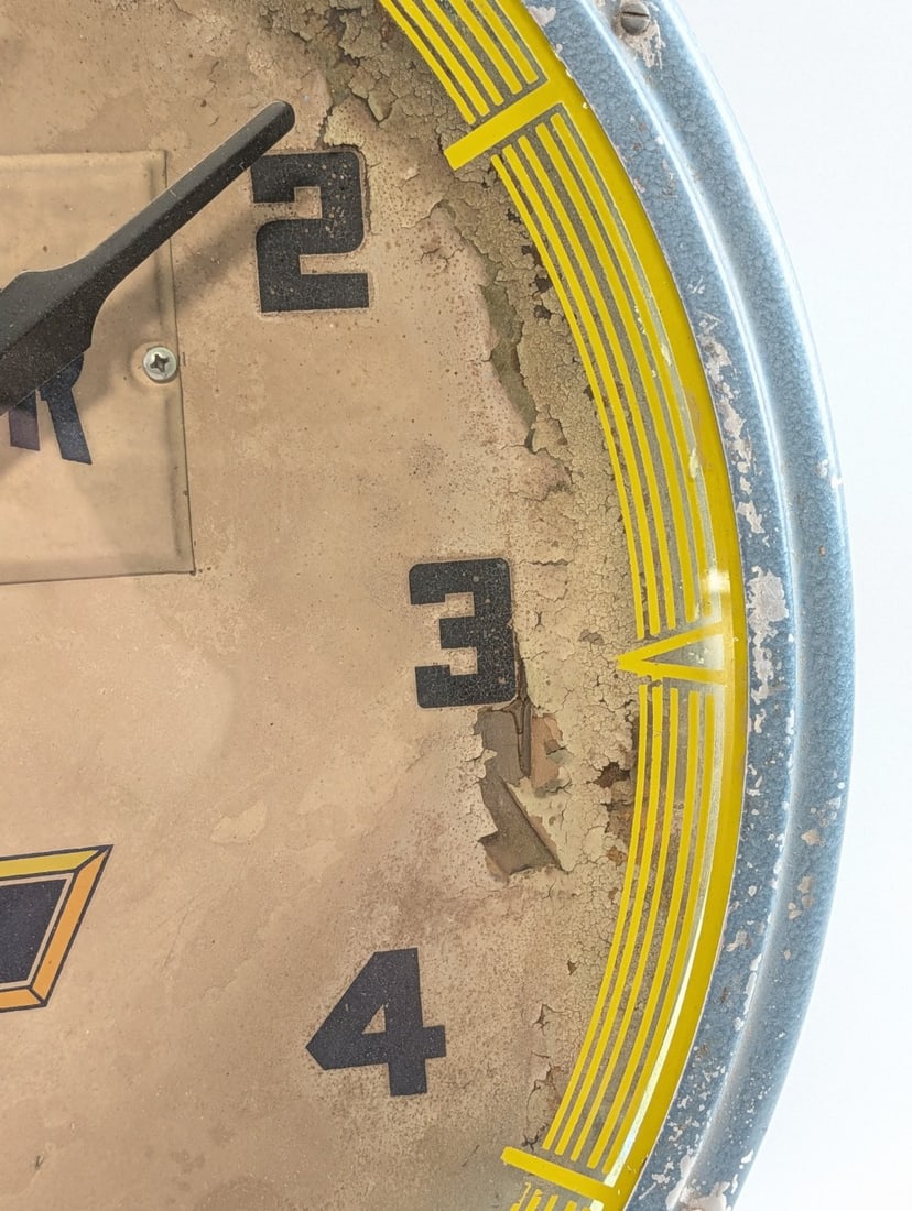 Vintage Chevrolet Dealership Neon Advertising Clock By Lackner / Lowrey Motor Company - 9