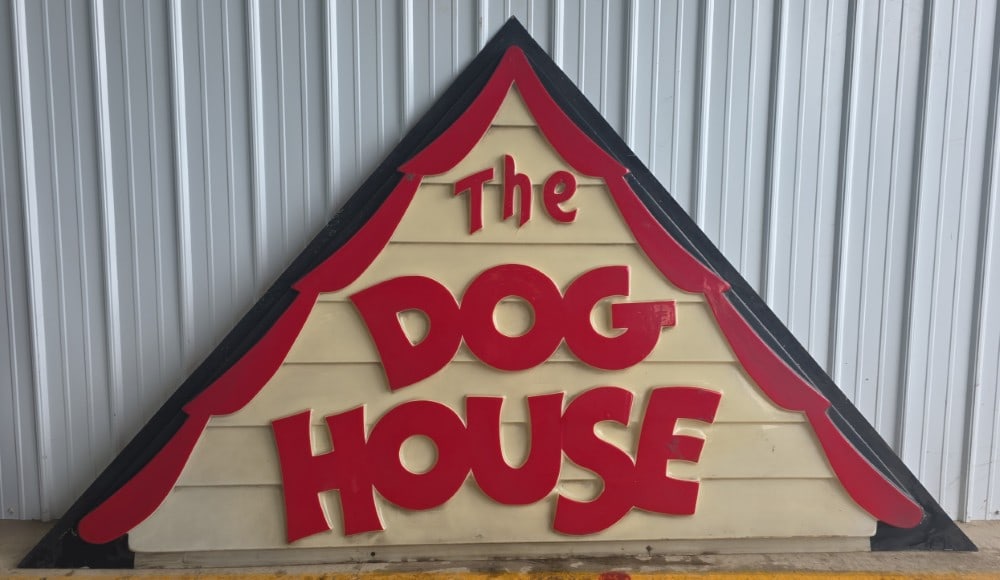 110" Vintage "The Dog House" Embossed Plastic Restaurant Advertising Sign (1 of 5)