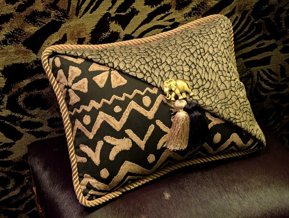 (2) Gilded Hide Top Stools - 2