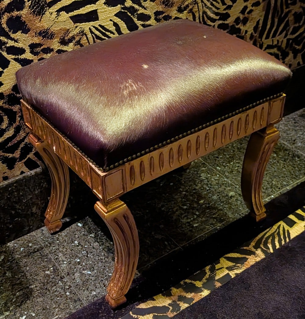 (2) Gilded Hide Top Stools - 3