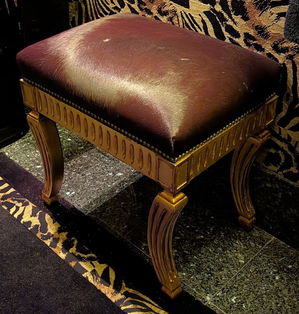(2) Gilded Hide Top Stools - 4