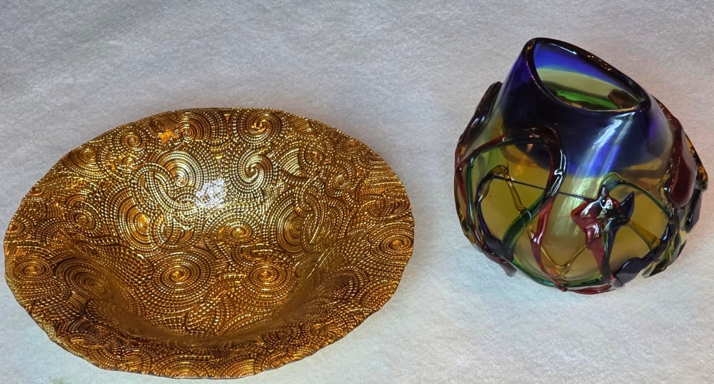 Hand Blown Murano Glass Vase & Silverina Bowl (1 of 6)