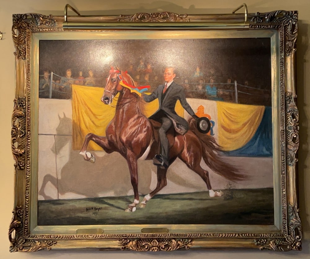 1991 The Victory Pass Oil On Canvas By Helen Hayse: Helen Hayse is highly prominent as a master of equine portraiture who was trusted by America's top breeders to paint their ultimate champions. Because most of her original oil paintings are tightly he
