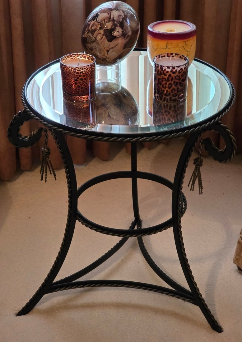 Hollywood Regency Style Glass Side Table (1 of 4)