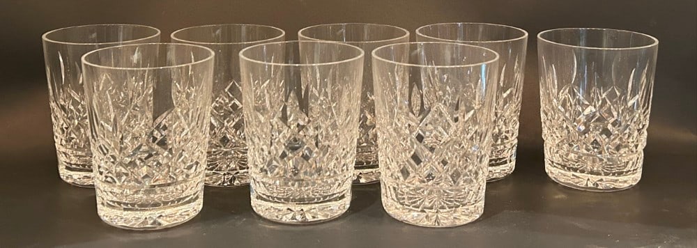 (8) Waterford Cut Crystal Lismore Double Old Fashioned Glasses: 3.5? x 4.5
