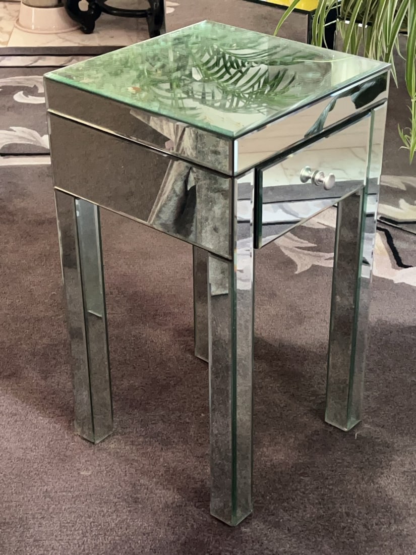 Mirrored Side Table With Drawer - 2