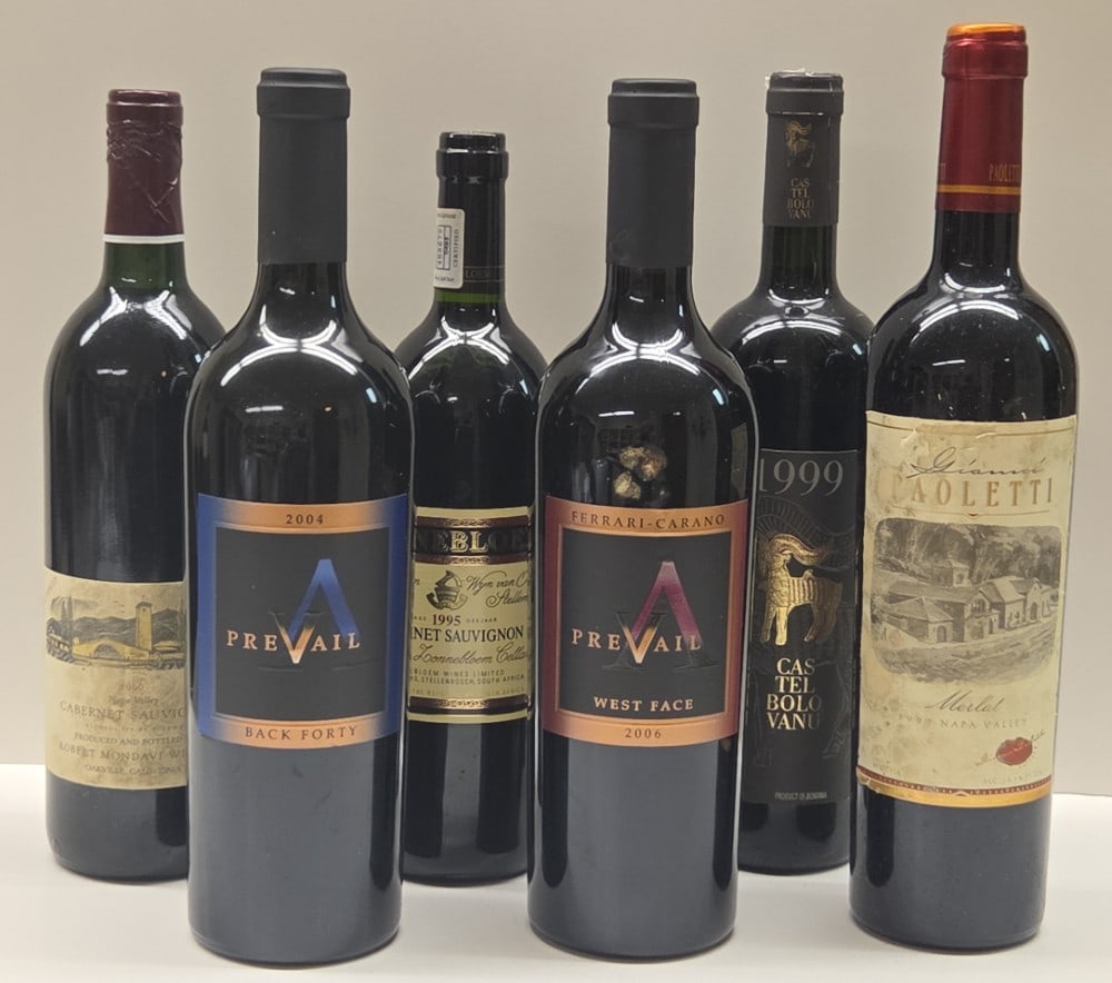 (7) Red Wines: 1999 Castel Bolovanu Cabernet Sauvignon, 1995 Zonnebloem Cabernet Sauvignon (1 of 13)