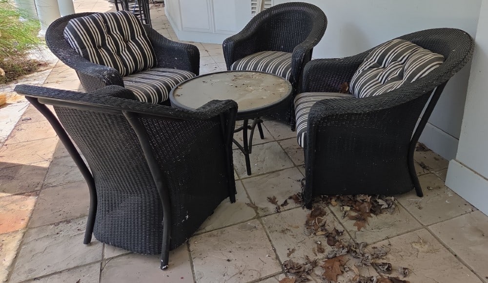 Black Wicker Patio Conversation Set (1 of 4)