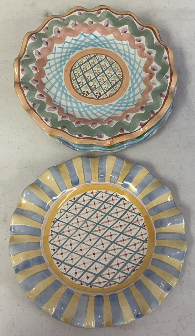 (5) Mackenzie-Childs ?Heather Plates With Fluted/Scalloped Edge (1 of 5)