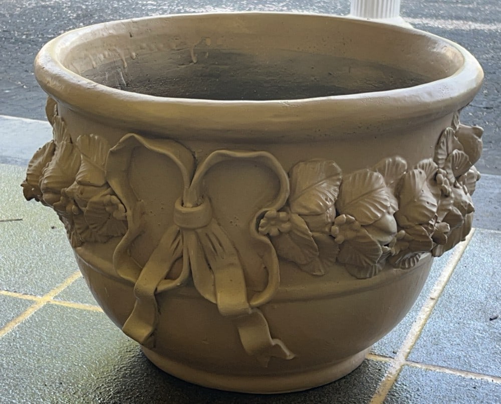 Floral Pottery Planter: 19? x 13