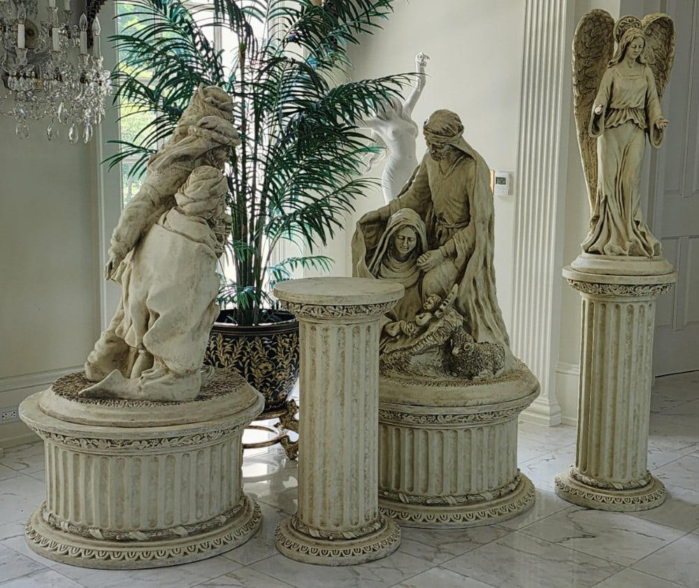 Faux Stone Nativity Scene & Angel Statues (1 of 4)