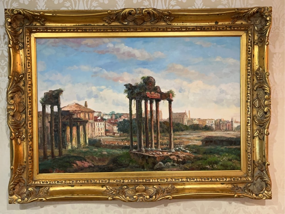 Roman Forum Scene Oil On Canvas: 44? x 32