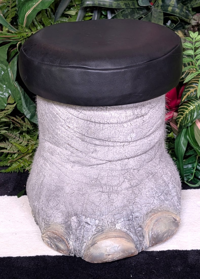 Padded Elephant Foot Taxidermy Stool US RESIDENTS ONLY (1 of 5)