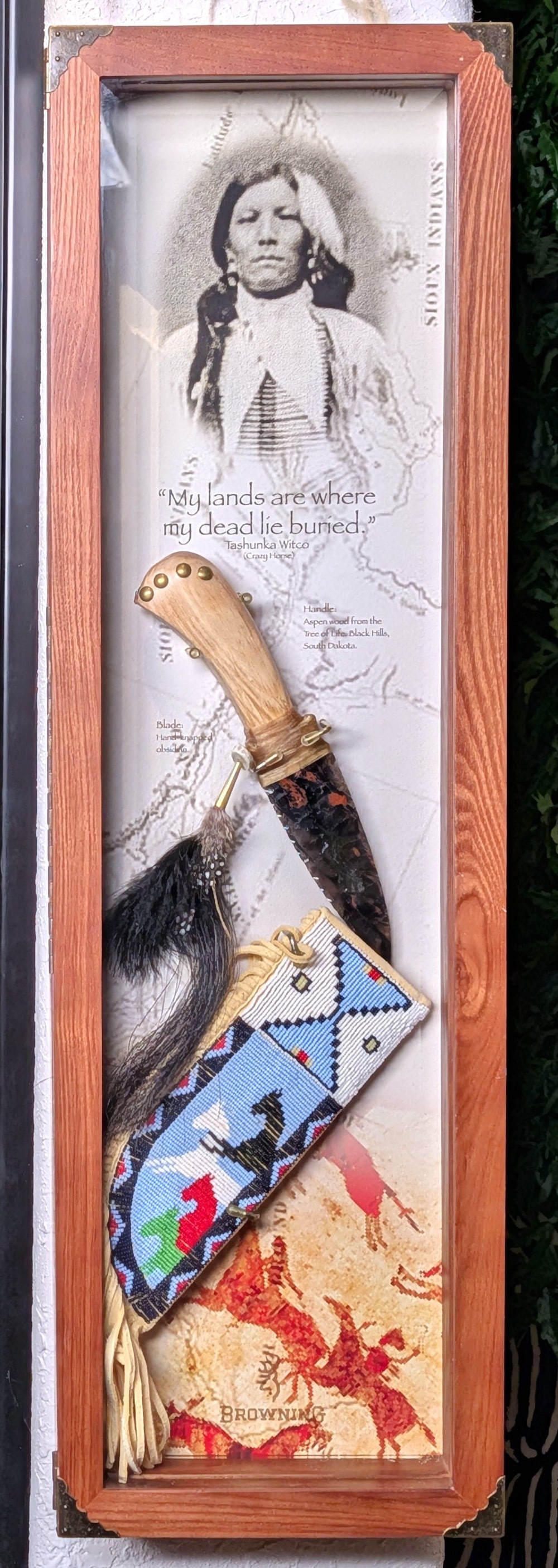 Browning Crazy Horse Knapped Obsidian Knife Display with Sheath (1 of 7)
