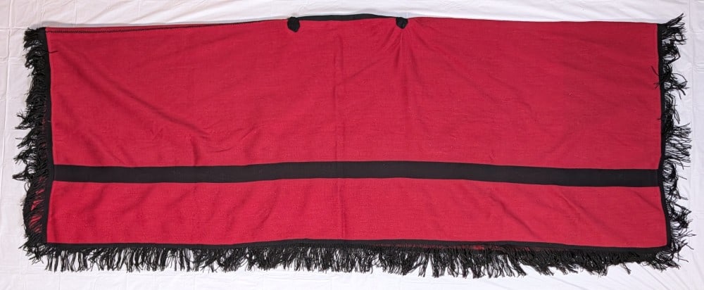 Authentic Argentine Animal Wool Red & Black Poncho: Authentic Argentine Animal Wool Red & Black Poncho. Piece is in very nice condition with little to no wear.