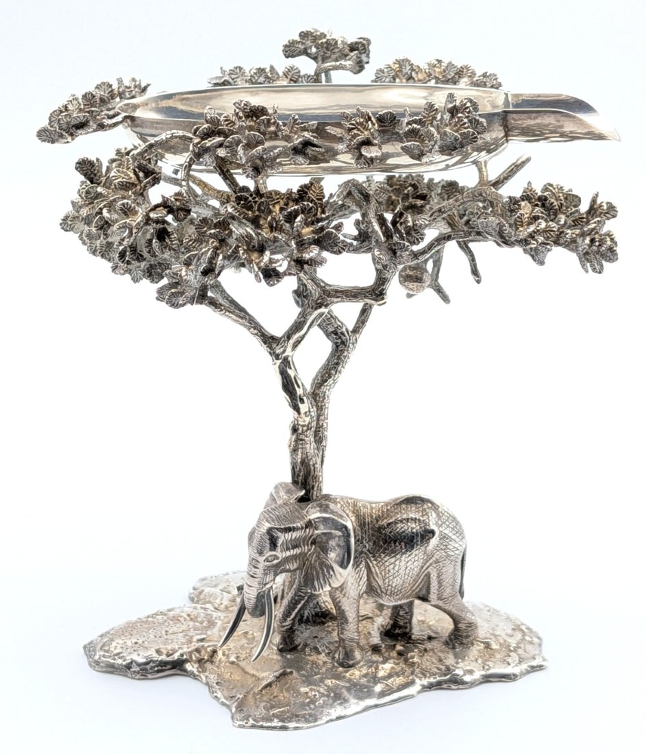 VALUABLE Elephant & Mopane Tree by Patrick Mavros Sterling Silver Ashtray (1 of 13)