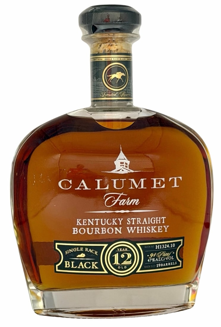 Calumet Farm 12 Year Old Kentucky Straight Bourbon Whiskey 750ML: Calumet Farm 12 Year Old Kentucky Straight Bourbon Whiskey 750ML. This unopened, factory sealed bottle of Calumet Farm bourbon is in good condition, with some small scratches on it. It is aged 12 year