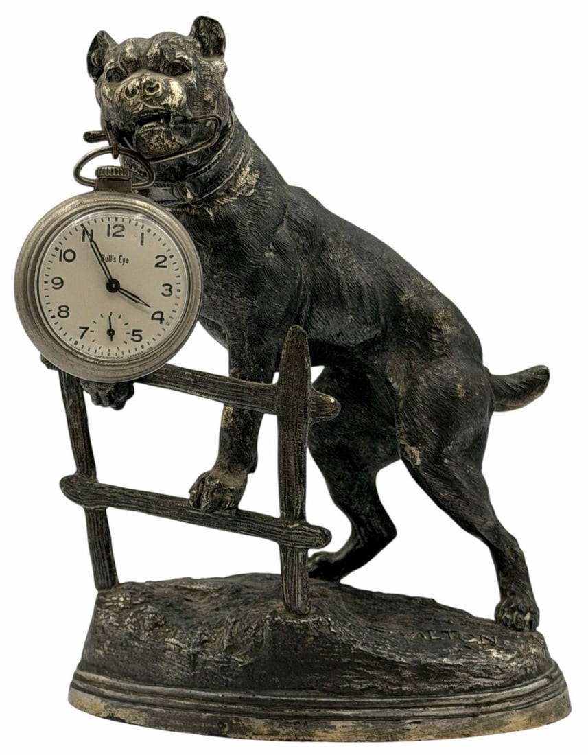 Charles Valton Signed French Pot Metal Watch Holder Stand Of A Bulldog/Mastiff (1 of 7)