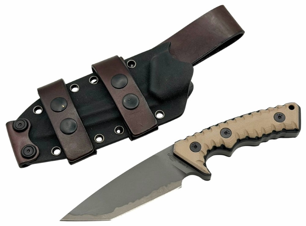 Miller Bros. M27 Tanto Tip Fixed Blade Tactical Fixed Blade Knife w/Sheath: Miller Bros. M27 Tanto Tip Fixed Blade Tactical Fixed Blade Knife w/Sheath.? Overall measures 9 1/8in long, blade measures 4.25in long. is an ultra-heavy-duty, custom-grade tactical fixed blade built 
