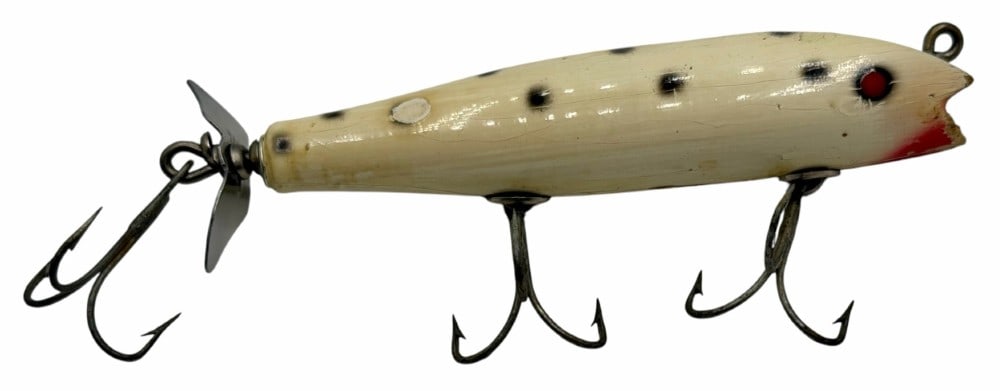Creek Chub Darter Non-Catalog Color White, Black Spots Wooden Fishing Lure: Creek Chub Darter Non-Catalog Color White, Black Spots Wooden Fishing Lure