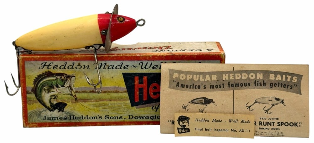 Heddon No. 210 Surface Red Head, Glass Eyes Fishing Lure with/Box and Insert: Heddon No. 210 Surface Red Head, Glass Eyes Fishing Lure with/Box and Insert