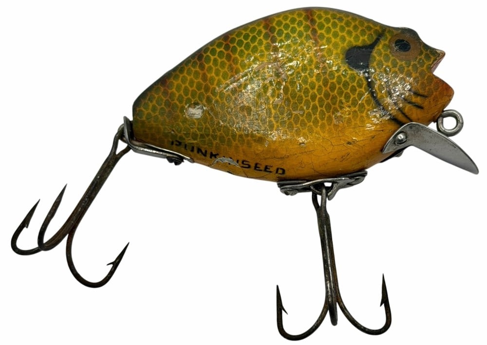 Heddon Punkinseed No. 740 Sunfish? Wooden Fishing Lure w/Toilet Seat Hardware (1 of 4)