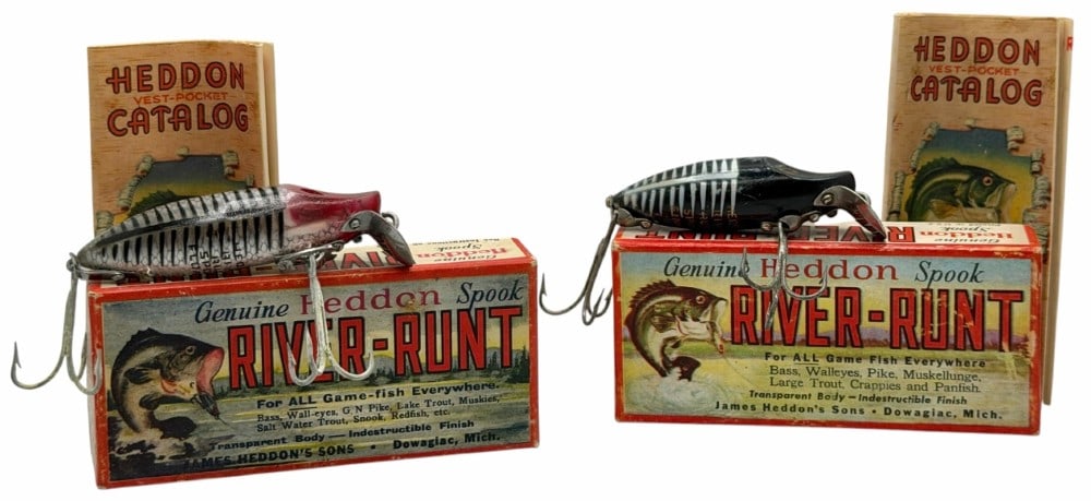 Heddon River Runt No. 9110P 2-Pc Hardware & River Runt No. 9330XRS Sinking Lures w/Boxes & Inserts (1 of 8)