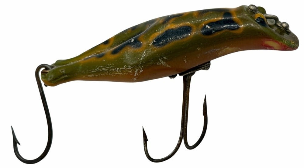 1928 Heddon Little Luny Frog No. 3409B Wooden Fishing Lure: 1928 Heddon Little Luny Frog No. 3409B Wooden Fishing Lure