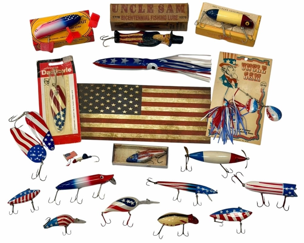 Assortment of Vintage Patriotic Themed Fishing Lures (1 of 9)