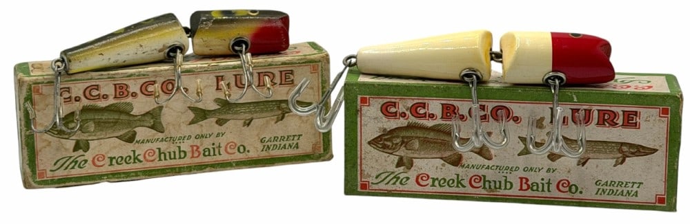 Creek Chub Jointed Darter No. 4902 Red/White and Jointed Darter No. 4902 Frog Lures w/Boxes (1 of 8)