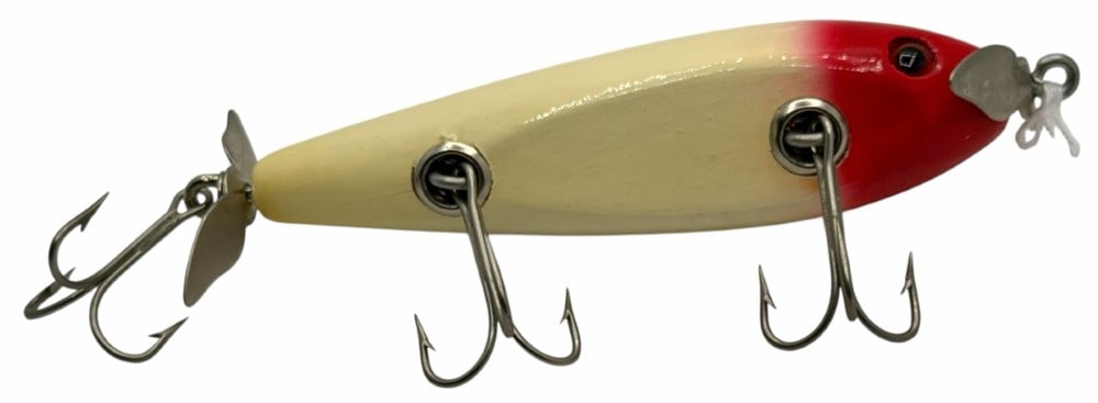 Creek Chub Injured Minnow No. 1502 SPECIAL White Blended Red Head Glass Eyes Wooden Lure: Creek Chub Injured Minnow No. 1502 SPECIAL White Blended Red Head Glass Eyes Wooden Lure