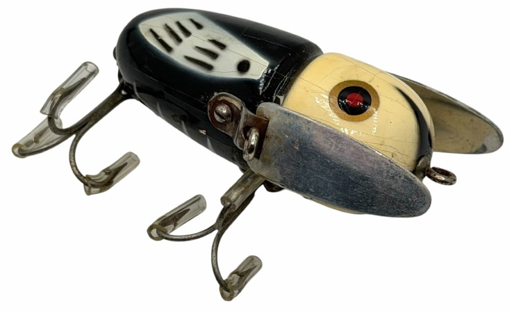 Heddon Crazy Crawler No. 2120BWH Black/White Wooden Fishing Lure: Heddon Crazy Crawler No. 2120BWH Black/White Wooden Fishing Lure
