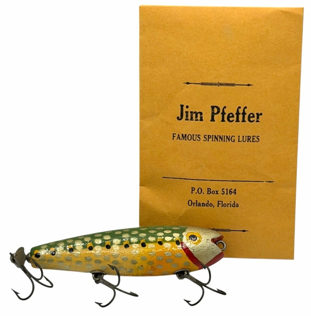 Vintage Jim Pfeffer Hand Painted Cast Top Lure with Envelope (1 of 5)