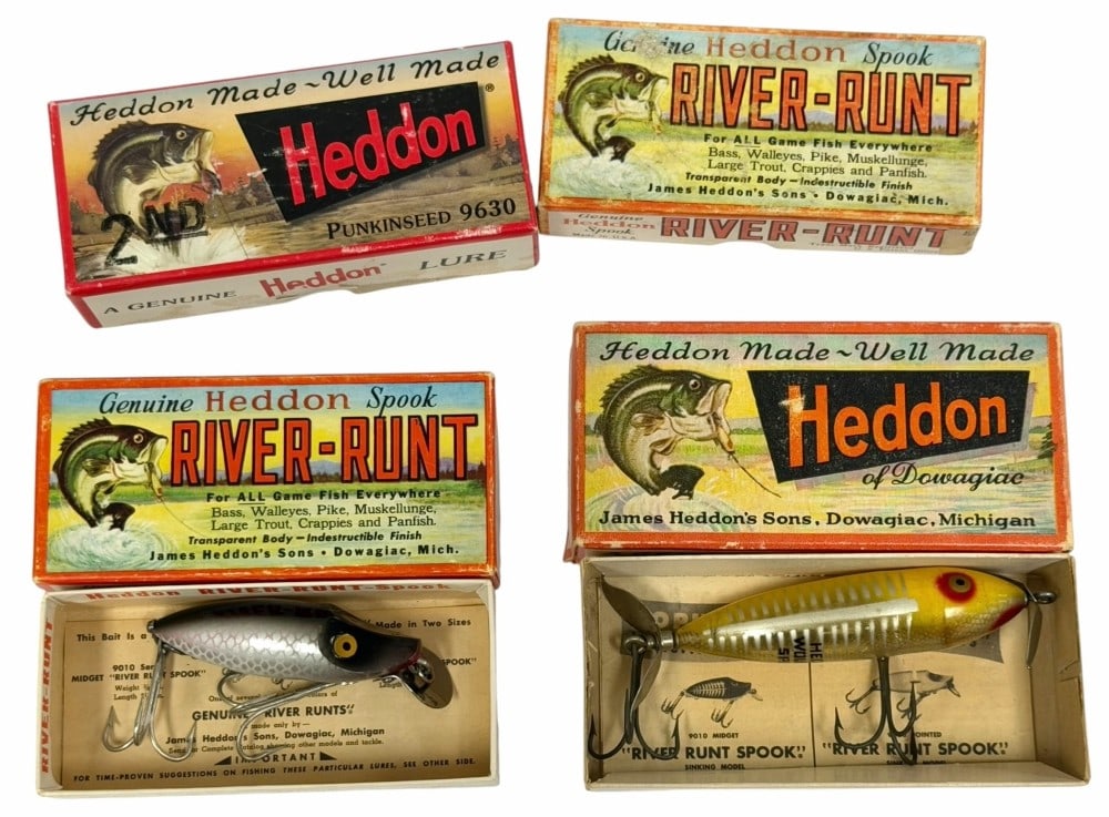 Two Vintage Heddon Lures w/ Boxes And Two Empty Heddon Lure Boxes (1 of 5)