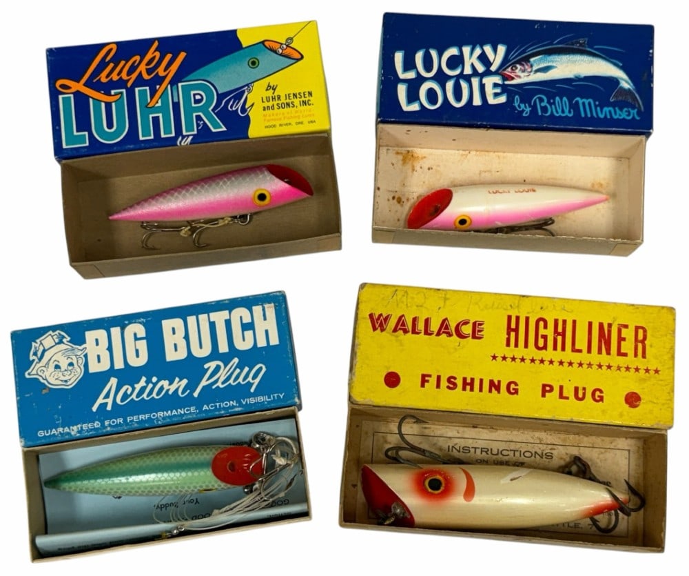 Lucky Luhr, Bug Butch Action Plug, Wallace Highliner Plug, And Lucky Louie Lures w/ Boxes (1 of 6)
