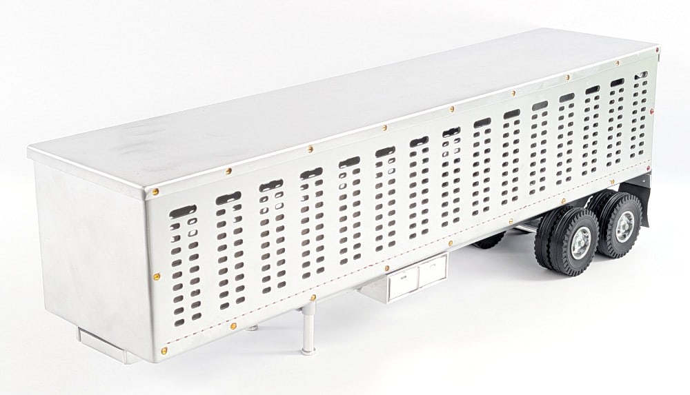 Vern White Custom Cattle Semi Trailer: Vern White custom cattle / livestock semi trailer. A nice custom replica that displays well with Smith Miller, All American, or similar sized trucks. Good condition with some minor rub marks.