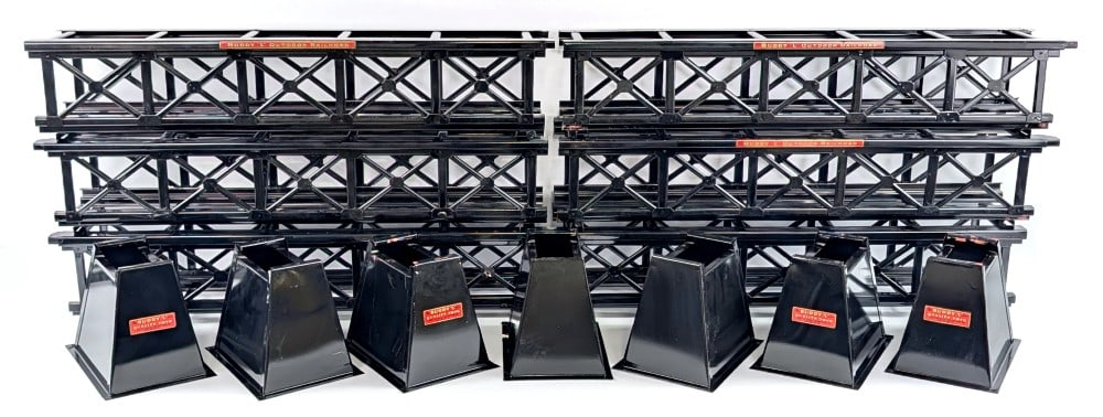 T-Reproductions Buddy L Train Trestle Set w/ Platforms: T-Reproductions Buddy L train trestle set. Good condition with some scratches and wear from display. These seem to be very hard to find and rarely come up for sale. Each section measures approximately