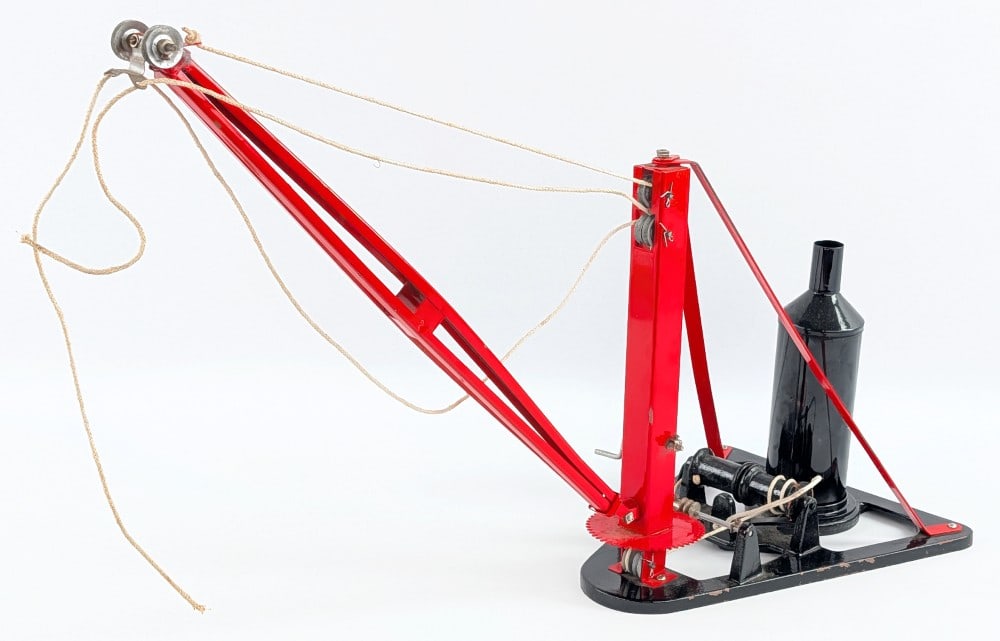 Restored Kelmet "Big Boy" Derrick Crane: Restored Kelmet "Big Boy" derrick crane. Overall a nice older restoration with some paint chips, dust, and wear from age. It is missing the door on the boiler. It would benefit from a detailed cleanin