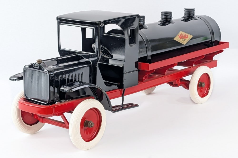 Restored Kelmet White "Big Boy" Tank Truck: Professionally restored Kelmet White "Big Boy" tank truck. The truck has a very nice restoration overall with a couple small paint chips. Displays very well and a hard to find truck. Measures approxim
