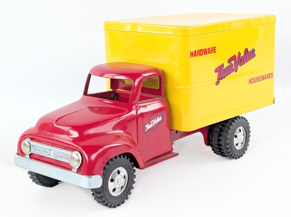 Restored Tonka True Value Hardware Truck: Restored Tonka True Value delivery truck. The truck was restored with replacement parts. Very good condition. Measures approximately 14" long.