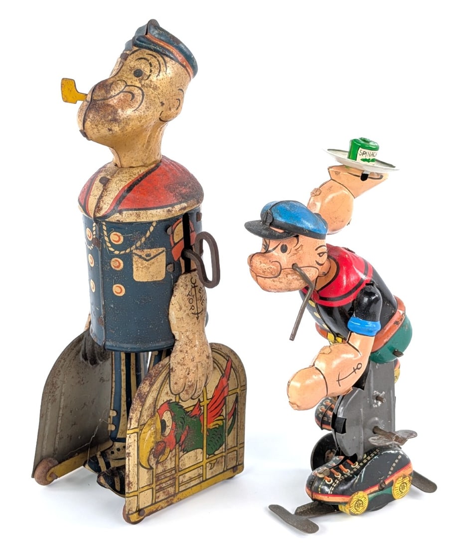 Marx Tin Windup Popeye with Parrot Cages & Roller Skater (1 of 11)