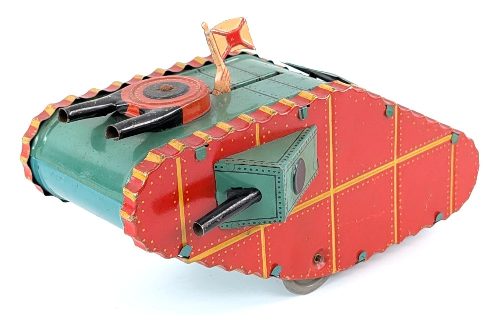 Marx Tin Windup Doughboy Tank - Red (1 of 7)