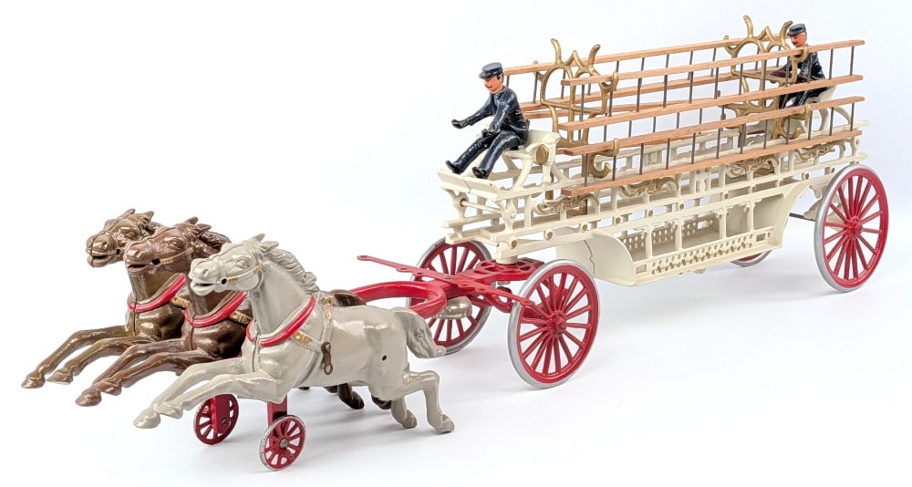 Large Dent Cast Iron Horse Drawn Ladder Wagon (1 of 9)