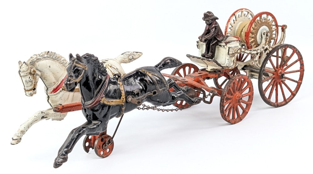 Cast Iron Hose Reel Horse Drawn Fire Wagon (1 of 9)