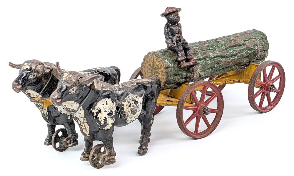 Hubley Cast Iron Ox Drawn Log Wagon (1 of 8)