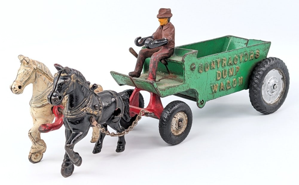 Arcade Cast Iron Two Horse Drawn Contractors Dump Wagon (1 of 9)